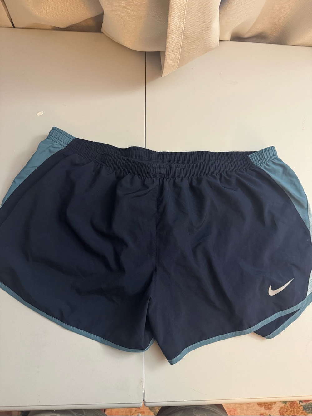 Nike Women’s Dark Navy Athletic Shorts with Light Blue Trim